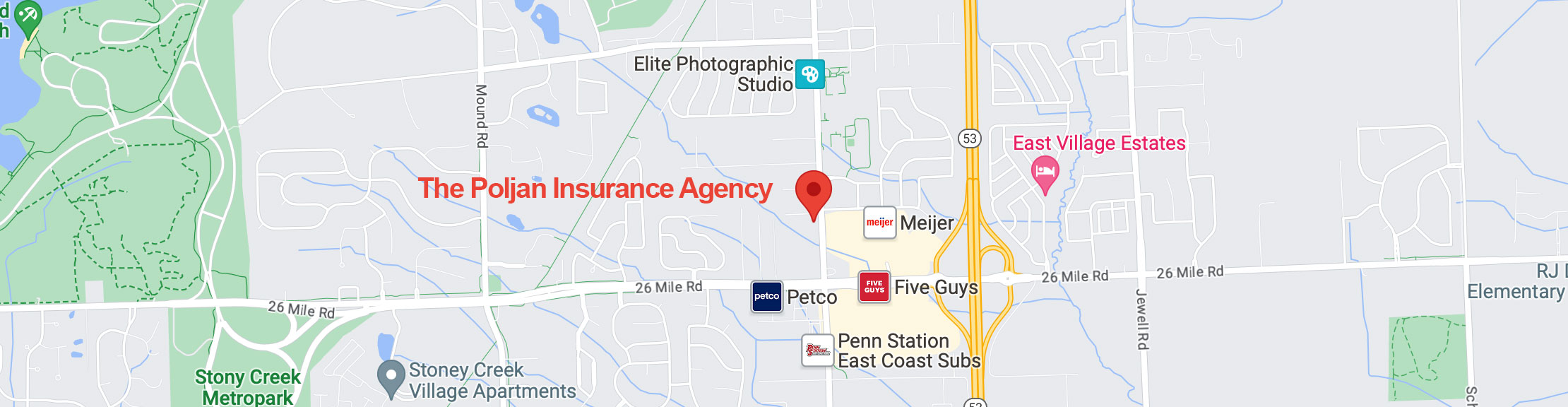 Location map for Poljan Insurance Agency